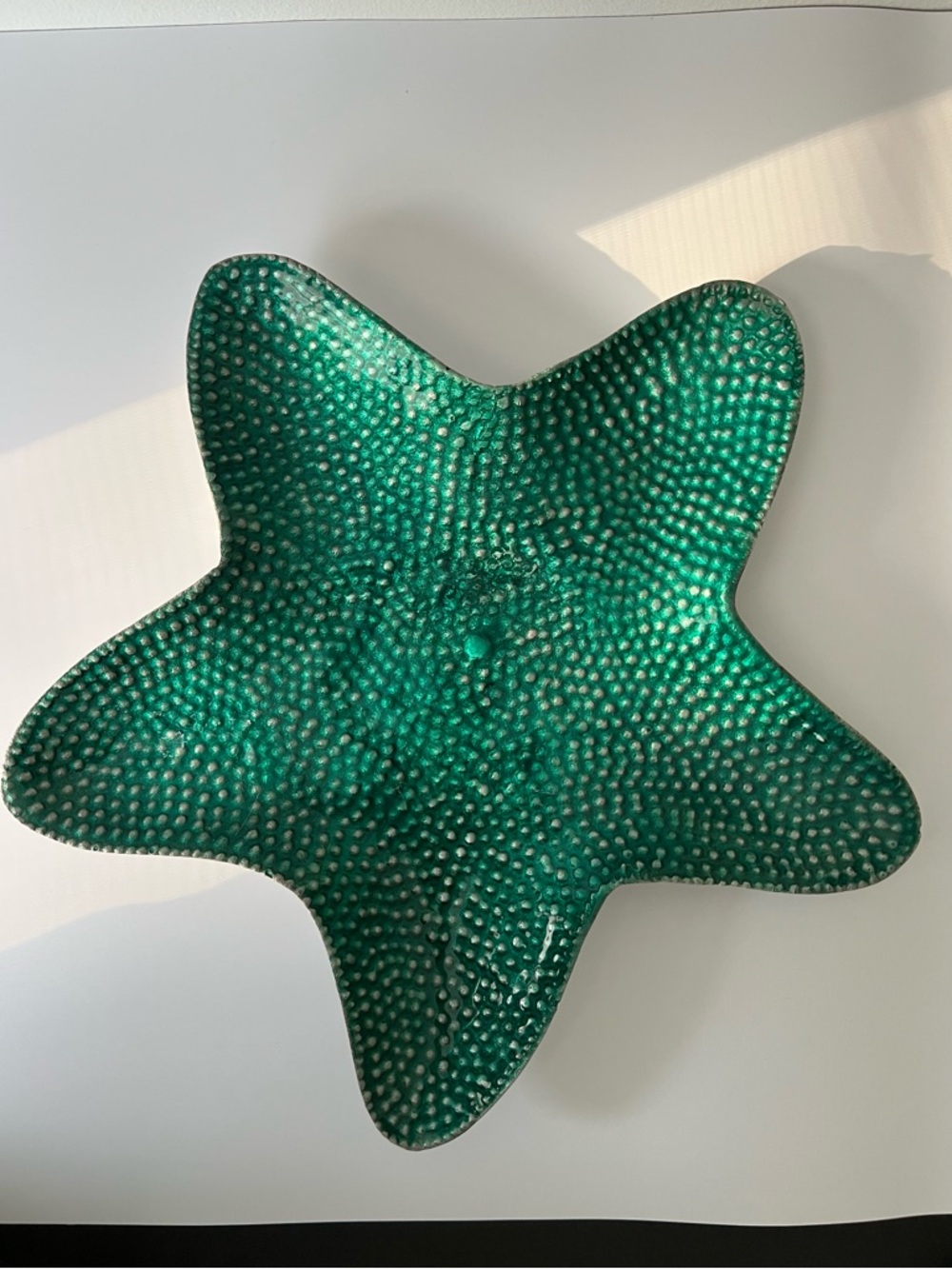 Peltrina Coastal Starfish LG Serving Dish Cast Aluminum Green Enamel Beach Decor